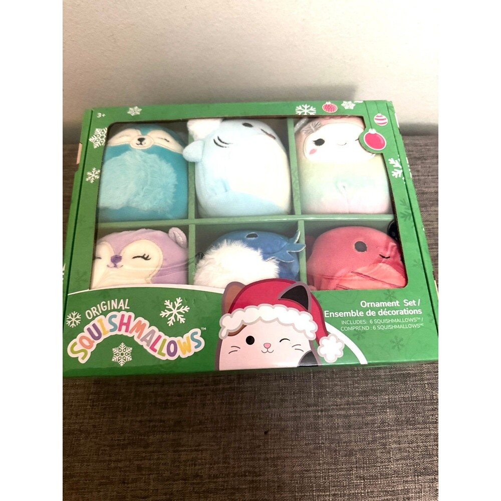 New Set of 6 Squishmallows 4” Christmas Holiday Plush Ornaments